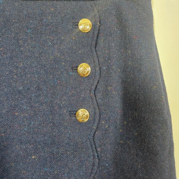 Talbots Blue Donegal Wool-Blend Faux Wrap A-Line Skirt 10P - Picture 2 of 5
